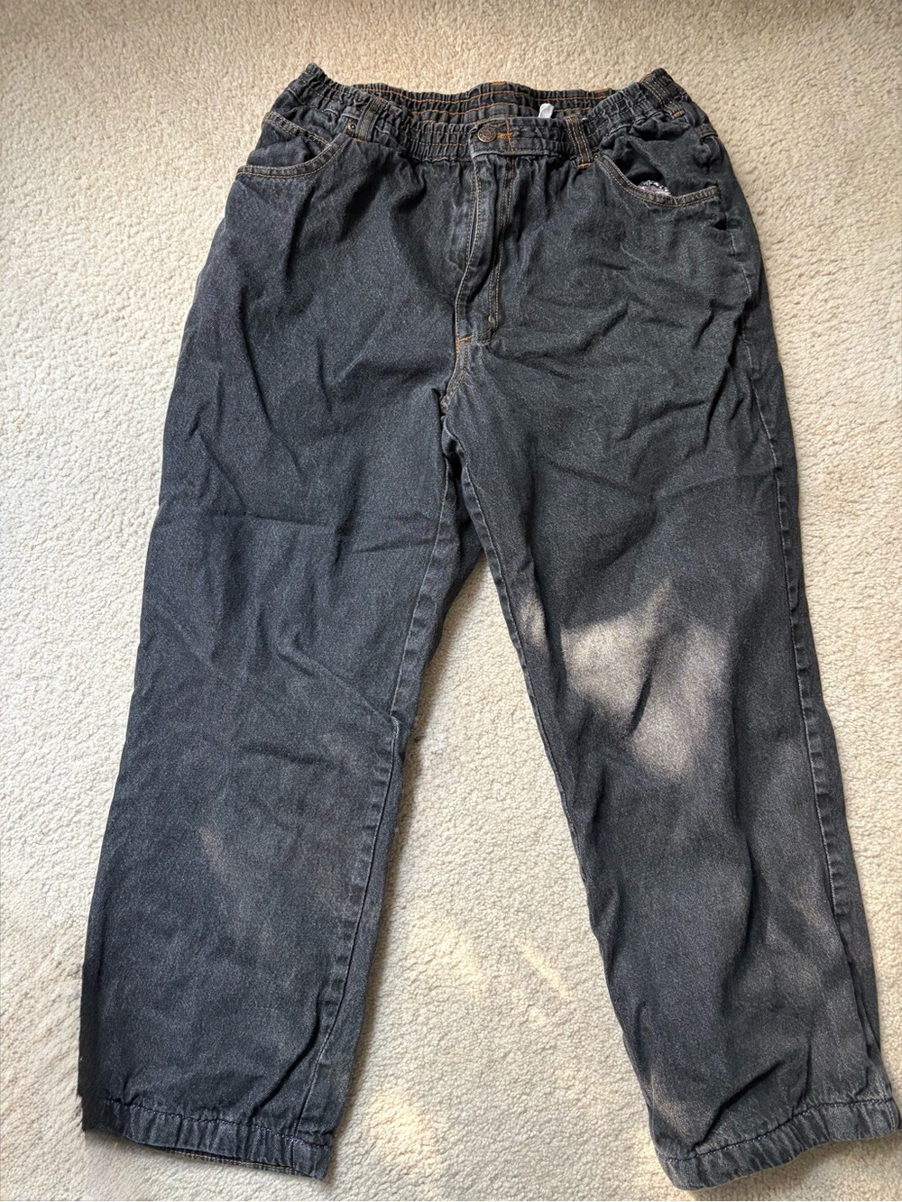 Black Denim Jogger Flannel Lined Pants